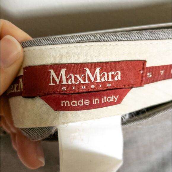 MAX MARA Renna Cuffed Ankle Trouser Pants Grey Wool Flat Front Pockets Women's 4 - Picture 3 of 4